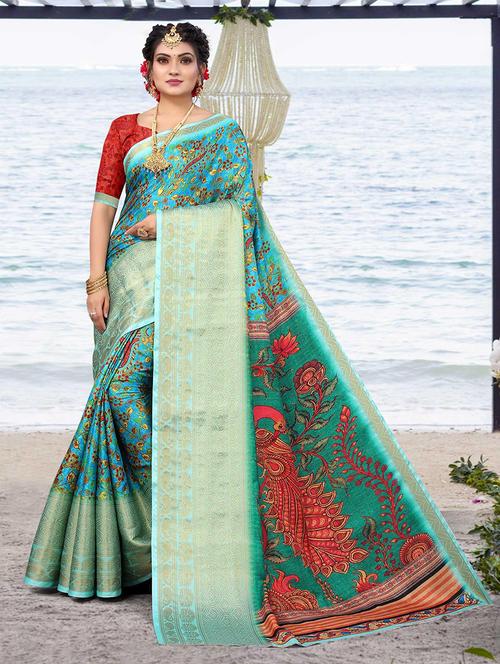 women printed casual wear saree with blouse - 21722514 - Very Small Image - 1