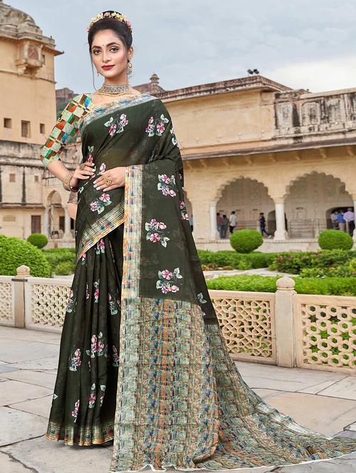 women printed casual wear saree with blouse - 21722521 - Very Small Image - 1