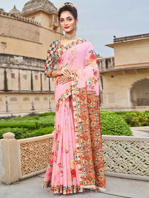 women printed casual wear saree with blouse - 21722527 - Very Small Image - 1
