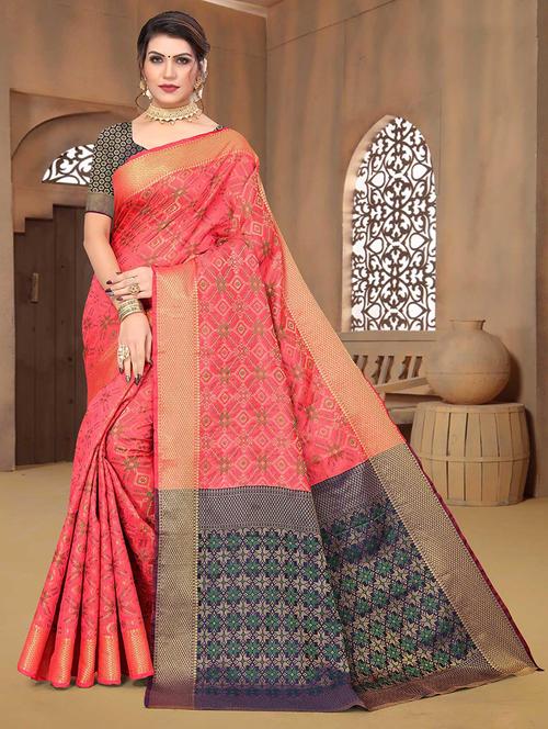 women self design patola saree with blouse - 21722549 - Very Small Image - 1