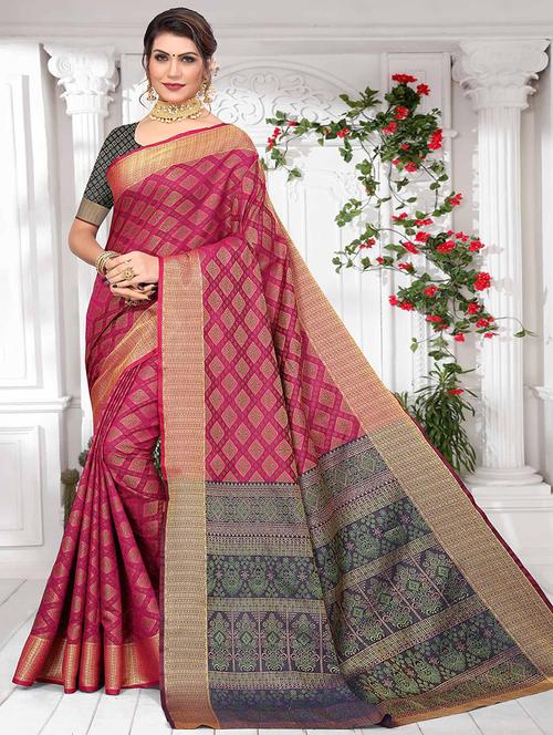 women self design patola saree with blouse - 21722559 - Very Small Image - 1