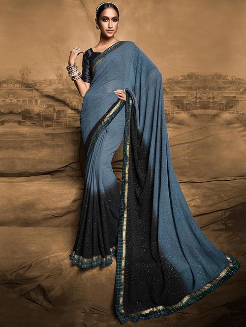 women printed lace bordered saree with blouse - 21722646 - Very Small Image - 1