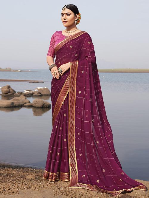 women embroidered lace bordered saree with blouse - 21722664 - Very Small Image - 1