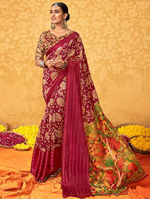women printed casual wear saree with blouse - 21722666 - Very Small Image - 1