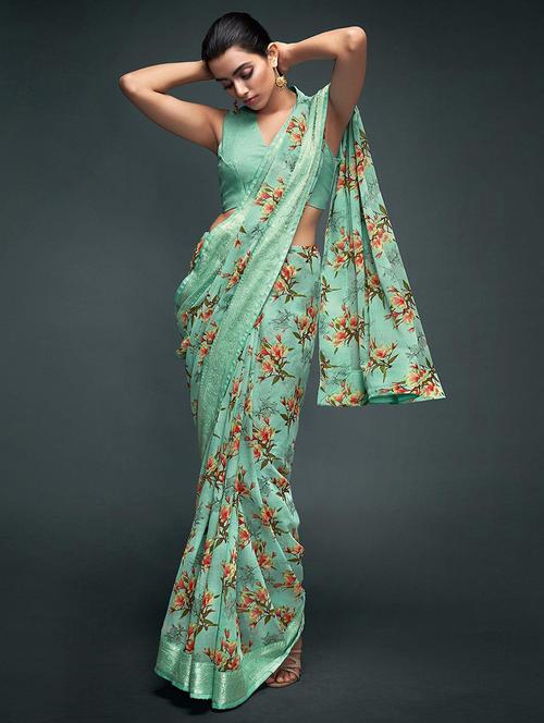 women printed casual wear saree with blouse - 21722669 - Very Small Image - 1