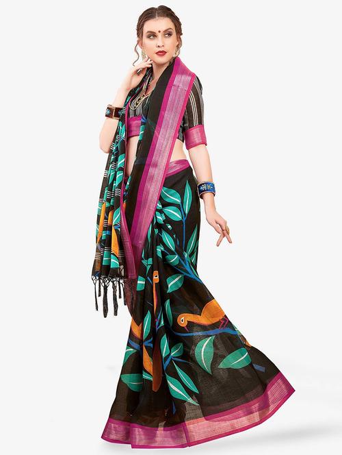 women printed casual wear saree with blouse - 21722692 - Very Small Image - 1