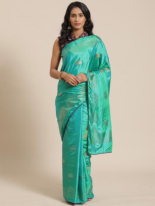 women sea green embellished saree with blouse - 21722694 - Very Small Image - 1