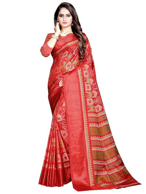 women printed bordered saree with blouse - 21722699 - Very Small Image - 1