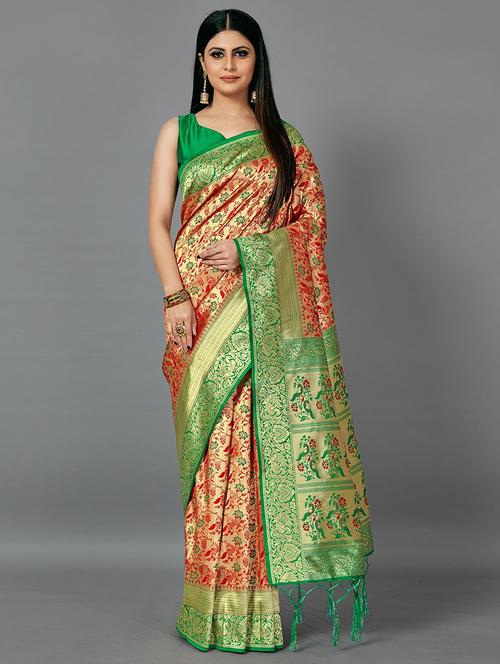 women self design banarasi saree with blouse - 21722701 - Very Small Image - 1