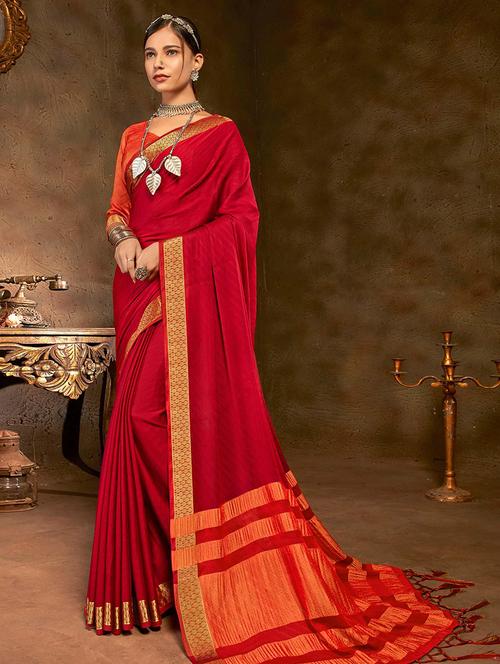 women solid with bordered saree with blouse - 21722827 - Very Small Image - 1