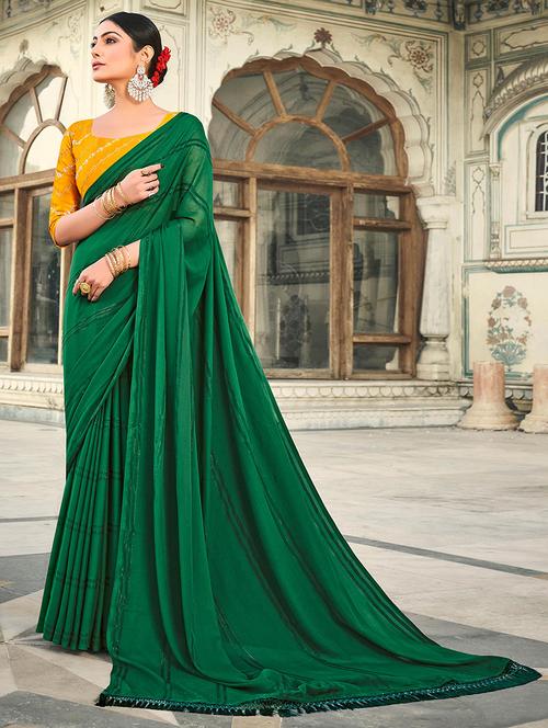 women green stripes printed saree with blouse - 21722832 - Very Small Image - 1
