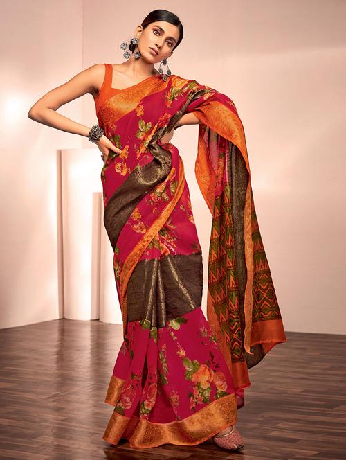 women printed casual wear saree with blouse - 21722911 - Very Small Image - 1