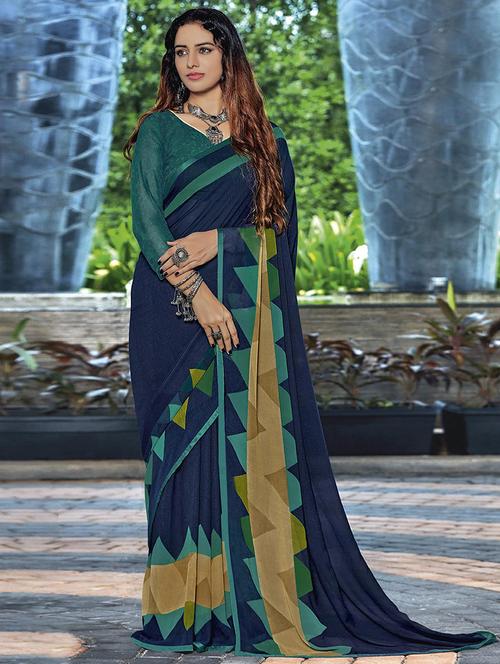 women printed casual wear saree with blouse - 21722971 - Very Small Image - 1