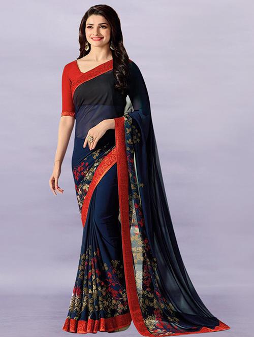 women floral printed saree with blouse - 21723020 - Very Small Image - 1