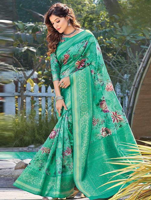 women printed casual wear saree with blouse - 21723099 - Very Small Image - 1