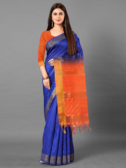 women solid bordered saree with blouse - 21723158 - Very Small Image - 1