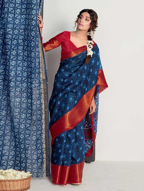 women printed casual wear saree with blouse - 21723166 - Very Small Image - 1