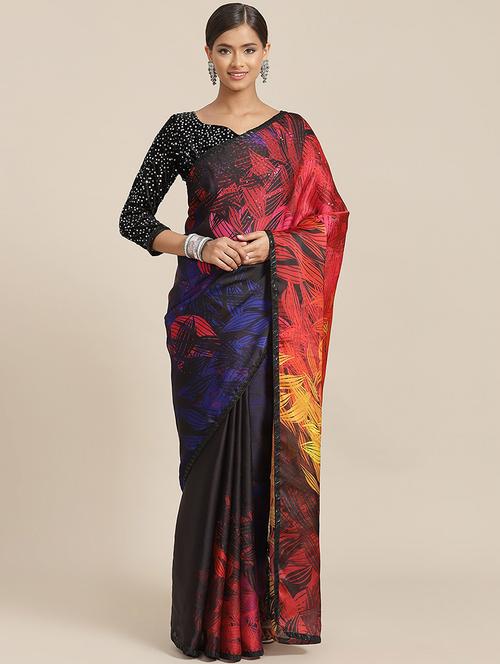 women printed lace bordered saree with blouse - 21723224 - Very Small Image - 1