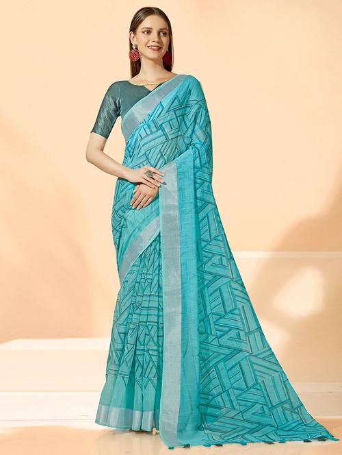 women printed casual wear saree with blouse - 21723244 - Very Small Image - 1