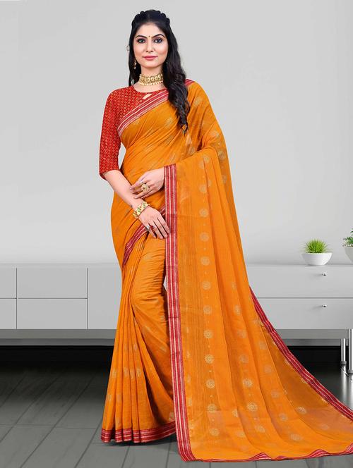 women printed bordered saree with blouse - 21723252 - Very Small Image - 1
