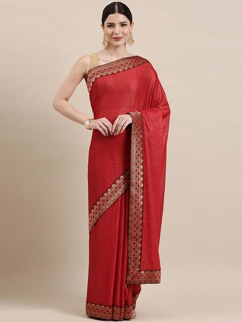 women maroon floral zari bordered saree with blouse - 21723262 - Very Small Image - 1