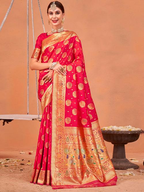 women self design banarasi saree with blouse - 21723451 - Very Small Image - 1