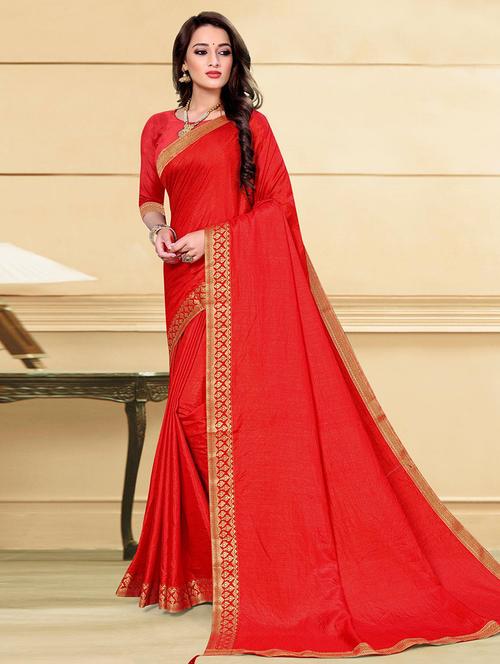 women solid with bordered saree with blouse - 21723511 - Very Small Image - 1
