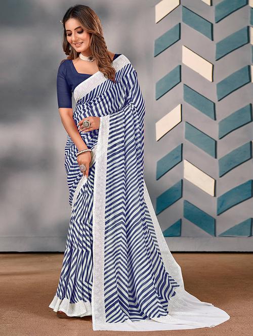 women printed casual wear saree with blouse - 21723552 - Very Small Image - 1