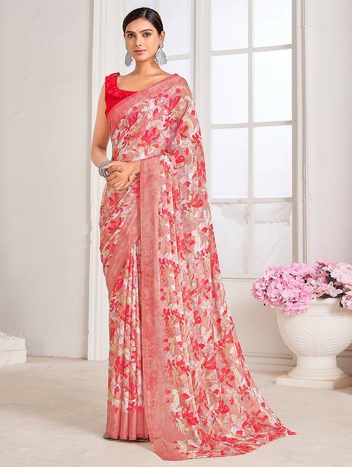 women printed bordered saree with blouse - 21723788 - Very Small Image - 1
