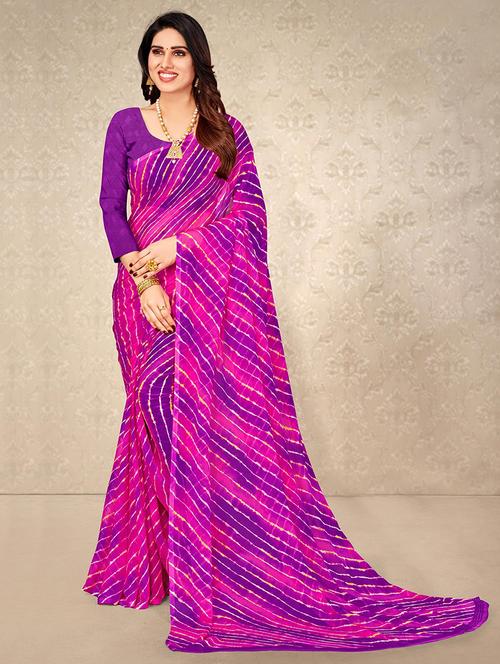 women leheriya printed bordered saree with blouse - 21723790 - Very Small Image - 1