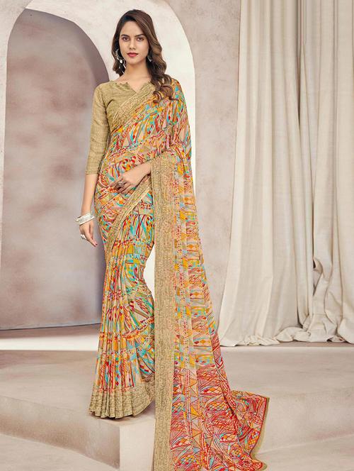 women bandhani printed bordered saree with blouse - 21723797 - Very Small Image - 1
