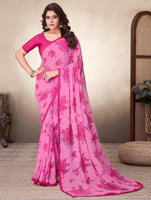 women printed casual wear saree with blouse - 21723900 - Very Small Image - 1