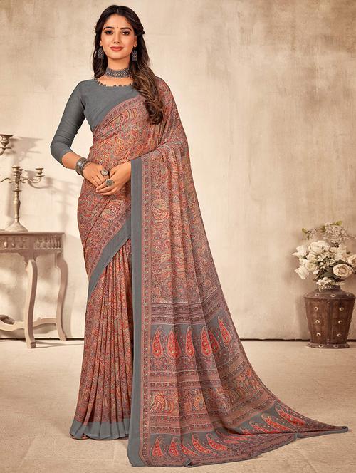 women printed casual wear saree with blouse - 21723906 - Very Small Image - 1