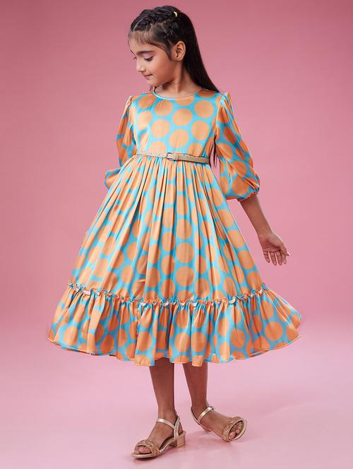 gilrs polka doted puff sleeves tiered dress - 21723934 - Very Small Image - 1