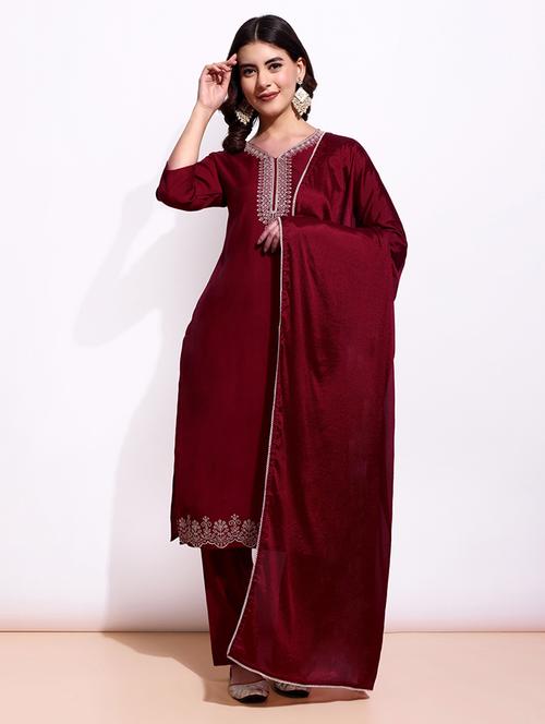 women embroidered kurta pant set with dupatta - 21725496 - Very Small Image - 1