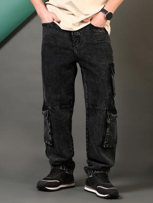 men solid mid rise denim cargo - 21725685 - Very Small Image - 1
