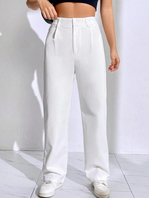 women solid high rise korean trouser - 21726670 - Very Small Image - 1
