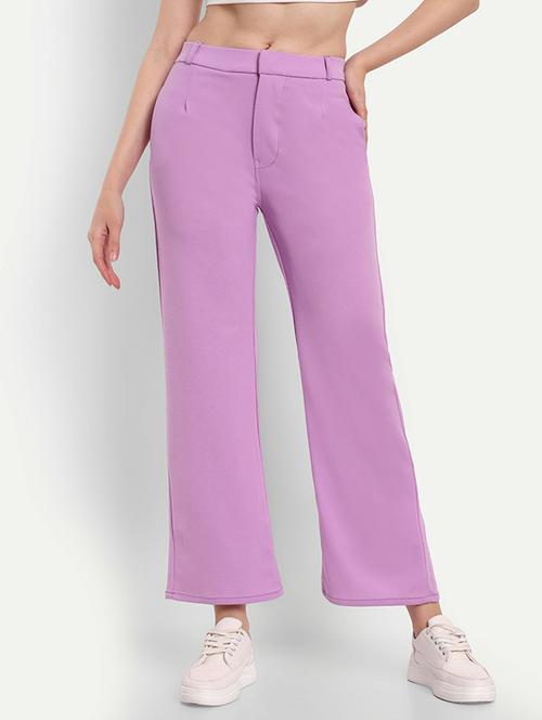 women solid high rise straight trouser - 21726708 - Very Small Image - 1