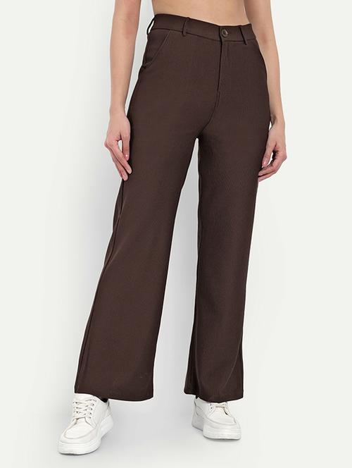 women solid high rise straight trouser - 21726785 - Very Small Image - 1