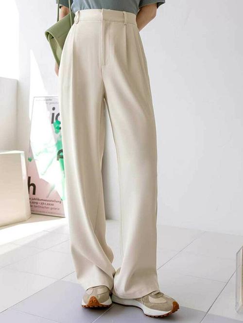 women solid high rise korean pants - 21727044 - Very Small Image - 1