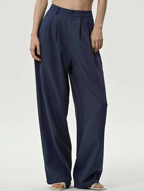 women solid high rise korean pants - 21727129 - Very Small Image - 1