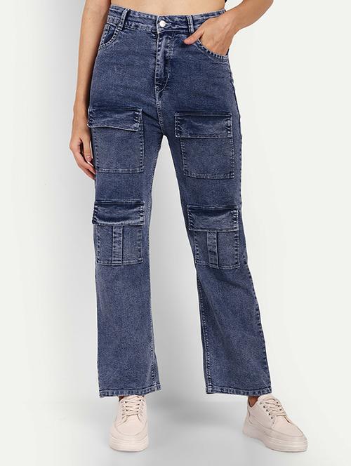 women high rise denim cargo - 21727747 - Very Small Image - 1