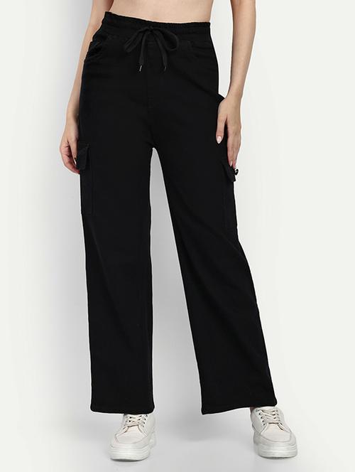 women solid high rise denim cargo - 21727961 - Very Small Image - 1