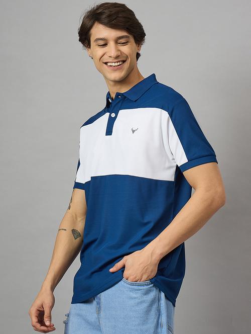 men loose fit color block polo t-shirt - 21728063 - Very Small Image - 1