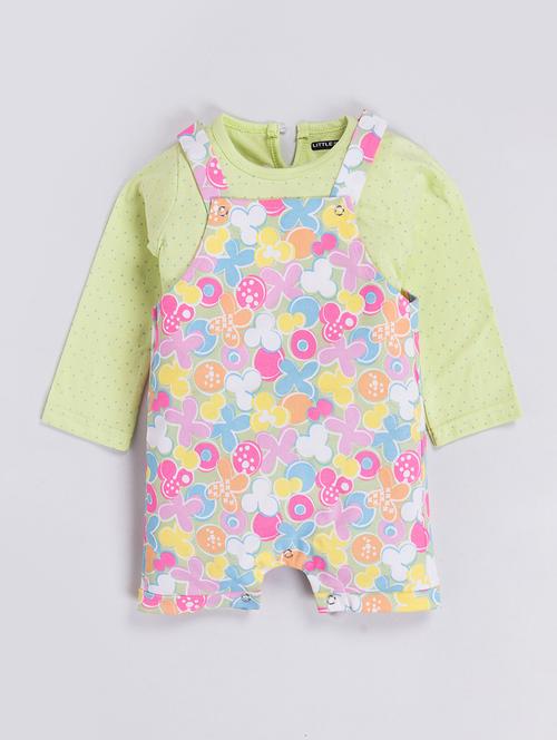 kids printed dungaree twin set - 21728165 - Very Small Image - 1