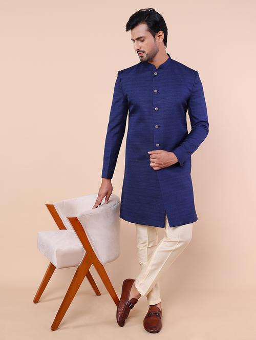 men mandarin neck solid sherwani - 21728446 - Very Small Image - 1
