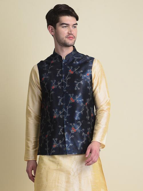 men floral sleeveless nehru jacket - 21729087 - Very Small Image - 1