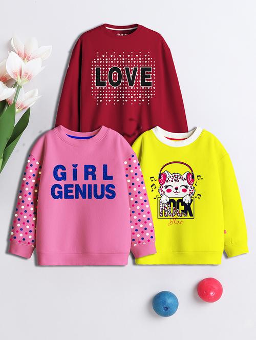 kids pack of 3 printed long sleeve sweatshirts - 21730377 - Very Small Image - 1