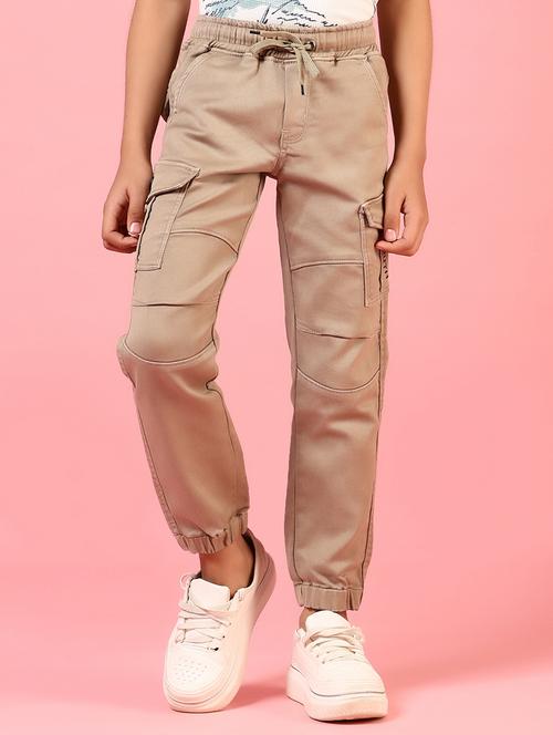 boys beige cotton blend casual fit cargo - 21730482 - Very Small Image - 1