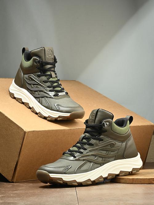 men olive lace up high ankle sneaker - 21730687 - Very Small Image - 1